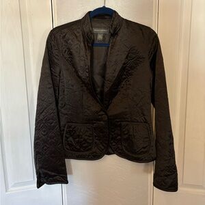 Vintage Banana Republic Factory 100% Silk Brown Quilted Jacket Size M